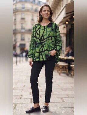 Berek Crinkle Abstract Top NWT